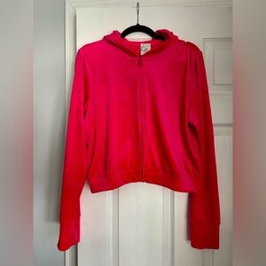 Aerie Offline Hot Pink Velour Zip with Thumb Holes